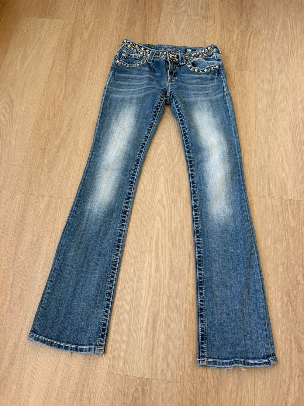 Miss Me Bootcut Stretch Studded Med. Wash Jeans 27